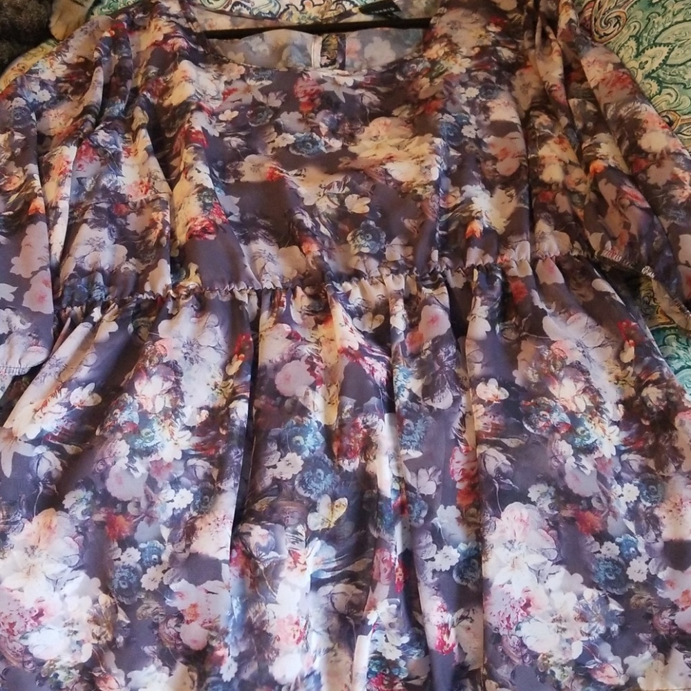 Sheer floral babydoll top Torrid